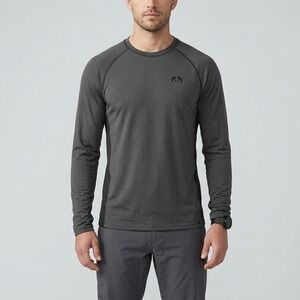 KUIU Men's Nuyarn Merino 125 Long Sleeve Crew Tee Gray Base Layer Top Hunting XL